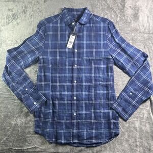 Vineyard Vines- Blue- Linen Plaid Spread Collared Button Up- ‎ Size XS - NWT